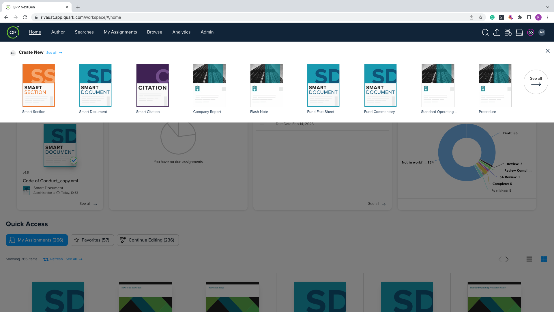 screenshot of Quark Publishing Platform